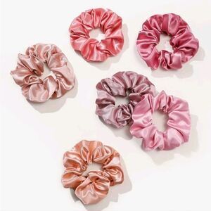 Pink Satin Scrunchies- 12